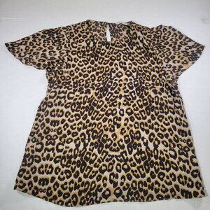 Rebecca Minkoff Women Professional Leopard Print Short Sleeve Blouse Size M
